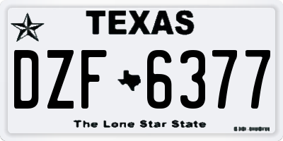 TX license plate DZF6377