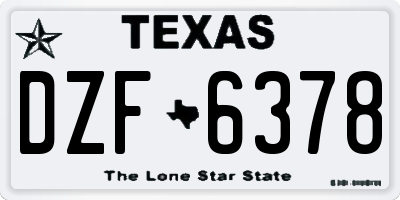 TX license plate DZF6378