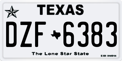 TX license plate DZF6383