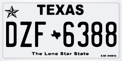 TX license plate DZF6388