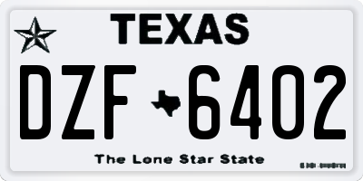 TX license plate DZF6402