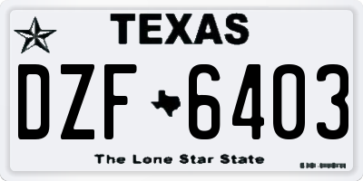 TX license plate DZF6403