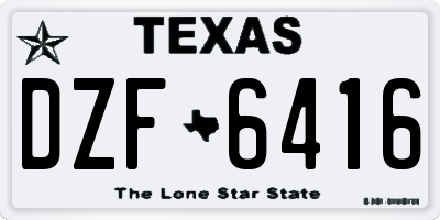 TX license plate DZF6416