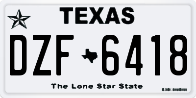 TX license plate DZF6418