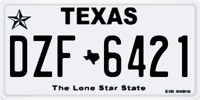 TX license plate DZF6421