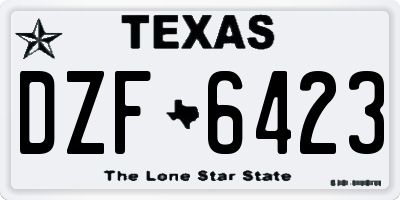 TX license plate DZF6423