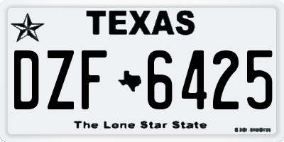 TX license plate DZF6425