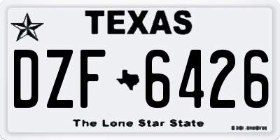 TX license plate DZF6426