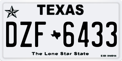 TX license plate DZF6433