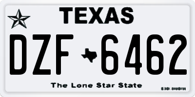 TX license plate DZF6462