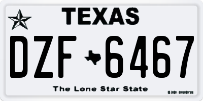 TX license plate DZF6467