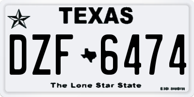 TX license plate DZF6474