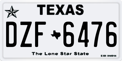 TX license plate DZF6476