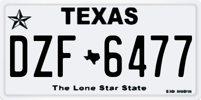 TX license plate DZF6477