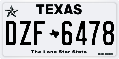 TX license plate DZF6478