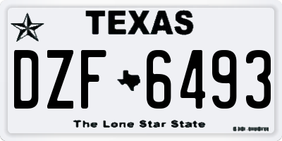 TX license plate DZF6493