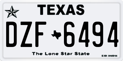 TX license plate DZF6494
