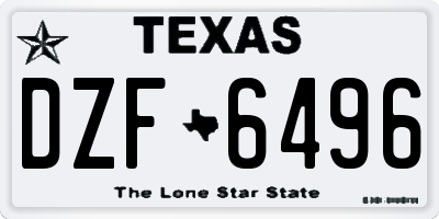 TX license plate DZF6496