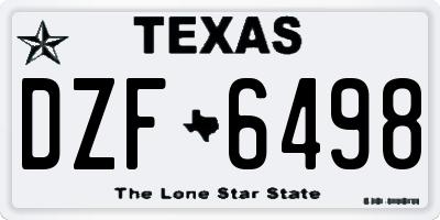 TX license plate DZF6498