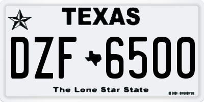 TX license plate DZF6500