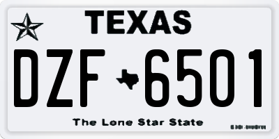 TX license plate DZF6501