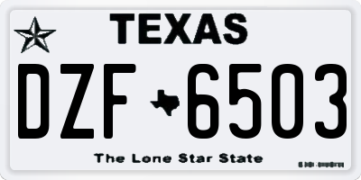 TX license plate DZF6503