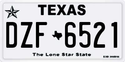 TX license plate DZF6521
