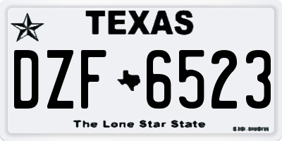 TX license plate DZF6523