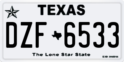 TX license plate DZF6533