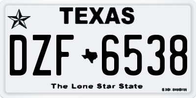 TX license plate DZF6538