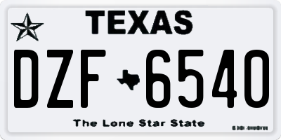 TX license plate DZF6540
