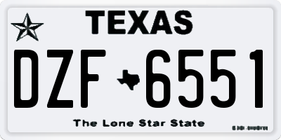 TX license plate DZF6551