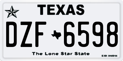 TX license plate DZF6598