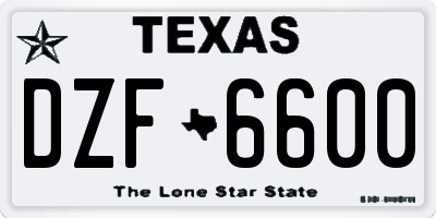 TX license plate DZF6600