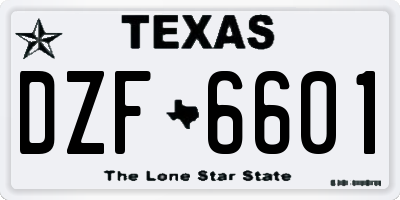 TX license plate DZF6601