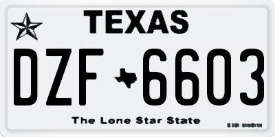 TX license plate DZF6603