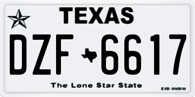 TX license plate DZF6617