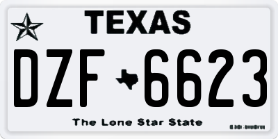 TX license plate DZF6623