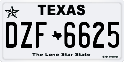 TX license plate DZF6625