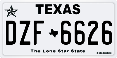 TX license plate DZF6626