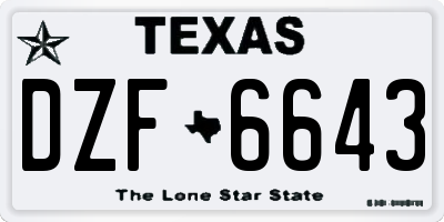 TX license plate DZF6643