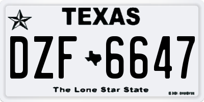 TX license plate DZF6647