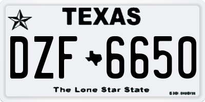TX license plate DZF6650