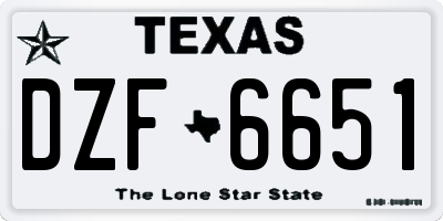 TX license plate DZF6651
