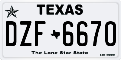 TX license plate DZF6670