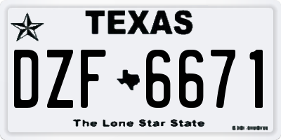 TX license plate DZF6671