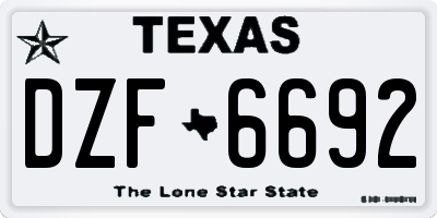 TX license plate DZF6692