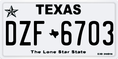 TX license plate DZF6703