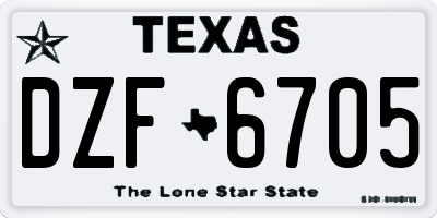 TX license plate DZF6705