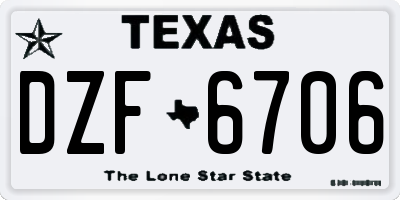 TX license plate DZF6706